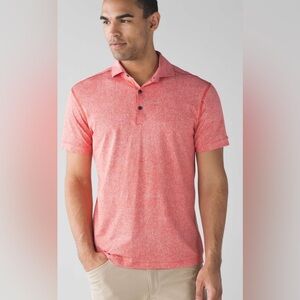 Lululemon Propel Polo Linen Texture White‎ Prince Red